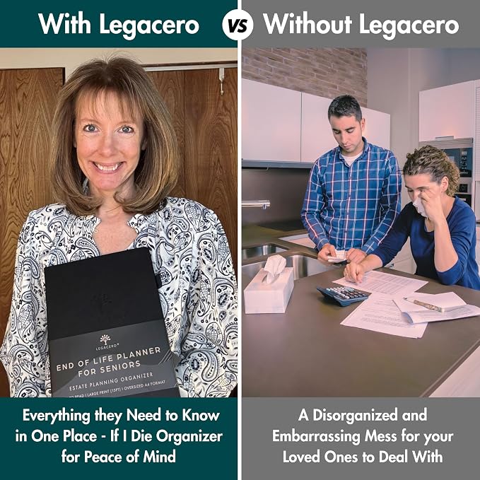 End of Life Planner for Seniors - Guided Estate Planning Organizer for Next of Kin. Large What To Do When I’m Gone Book and Important Document Organizer to Share with Your Executor (Lake Green)