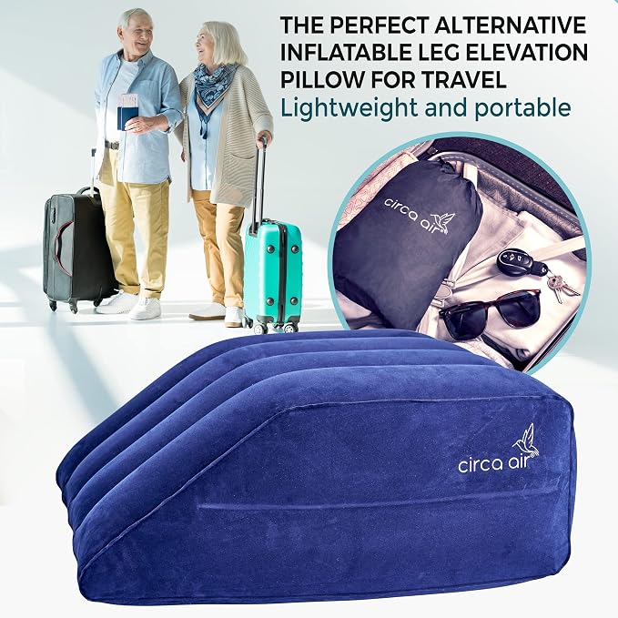 Circa Air Inflatable Leg Elevation Pillows for Swelling and Edema Relief, Travel Wedge Pillow for Legs, Foot Ankle Knee and Lower Back Pain Support, After Surgery Products