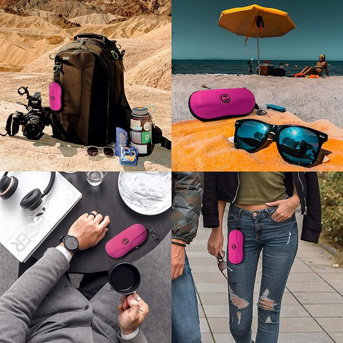 BLUPOND Sunglasses Case Semi Hard EVA Shell with Metal Hanging Hook Belt Clip Sun Glasses Storage