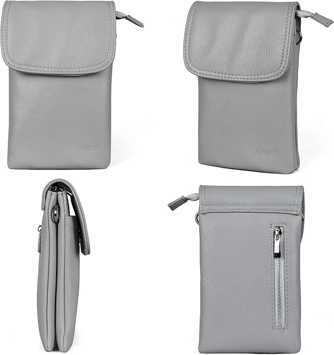 befen Genuine Leather Small Crossbody Bags for Women Cell Phone Travel Bag | Soft Real Leather, Adjustable Shoulder Strap, Card Slots, Compact Size, Daily Travel Shopping Outing Use, Phone Purse