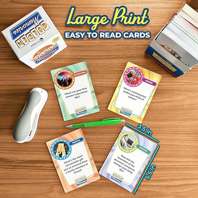 ThinkPsych Golden Memories - Conversation & Memory Game for Seniors | 160 Topics | Reminiscence Therapy | Dementia Activities for Seniors & Alzheimer Support