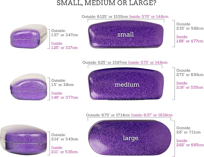 SPUNKYsoul Eye Glasses Case Girl Sparkle Smooth Glitter Hard Shell Eyeglass for Women