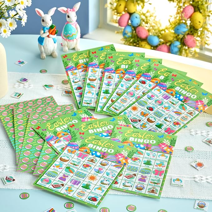 JOYIN 28 Players Easter Bingo Cards (5x5) for Easter Party Goodies Games, Kids School Classroom Gift, Indoor Family Activities, Basket Filler Stuffers