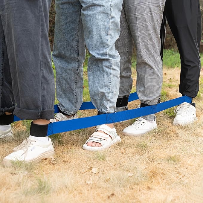 Team Building Games 6 Legged Race Bands for Adults Perfect for Carnival, Field Day, Relay Race, Family Backyard Party Supplies (2pk, Blue & Red)