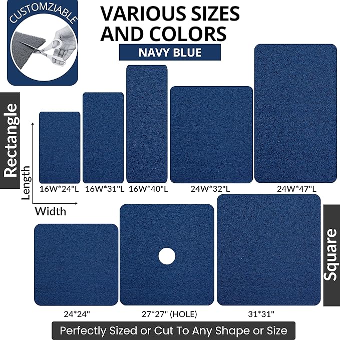 Soft Shower Mat Non Slip - PVC Loofah Inside or Outside Showers, Bathtubs, Bathrooms, and Wet Areas - Safe for Textured Tiled and Smooth Floor - No Suction Cups Secure Anti Slip (Navy 24 x 47)