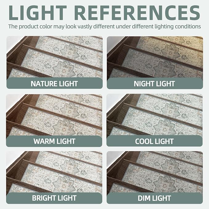 SARBEN 10"x36" Non Slip Stair Treads for Wooden Steps 15 Pack, Taupe | Peel and Stick Carpet Stair Runner with TPE Adhesive Backing, Carpet for Added Safety, Pet and Senior Friendly