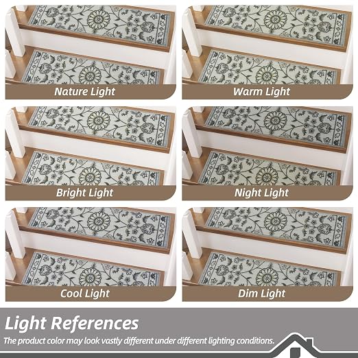 BEQHAUSE Stair Treads for Wooden Steps, 8"X30", 15pcs, Grey | Non-Slip Machine Washable Carpet Stair Treads, TPE Backing, 100% Polyester, Soft Indoor Stair Runner for Kids Elders and Pets