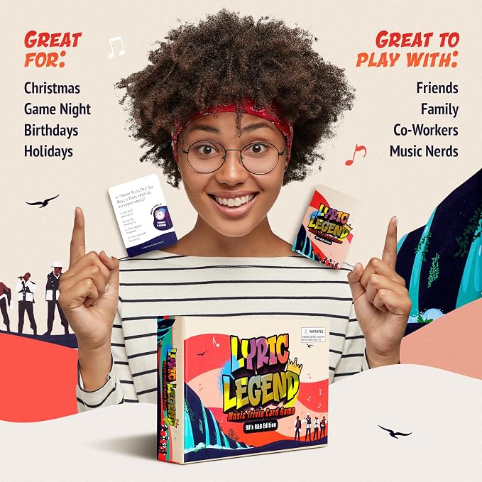 Lyric Legend 90’s R&B Music Trivia - Adult Games for Game Night - Good for Groups – Finish The Lyrics Party Game - Multiple Choice, Listen While You Play with Included Playlist!