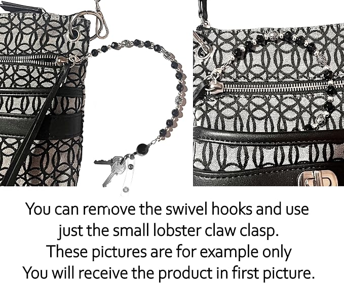 Hidden Hollow Beads Key Keeper, Finder Chain 12" Women's Hand Beaded USA Purse Handbag Holder Wallet Organizer Accessory Gift