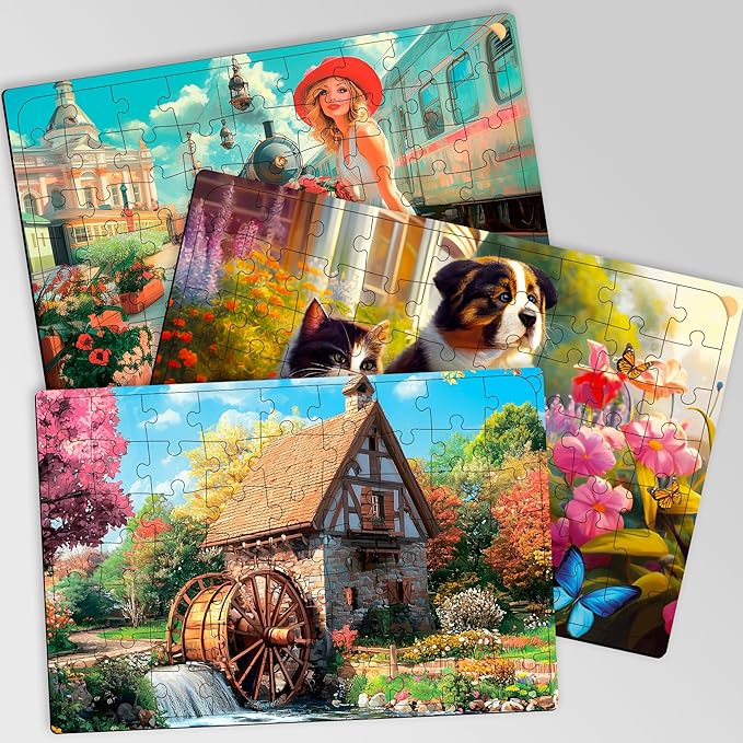 QUOKKA 63 Pieces Dementia Puzzles for Elderly - Large Piece Activities Products for Seniors - 3 Alzheimers Jigsaw Puzzle Games for Adults Riverside, Platform, Animals