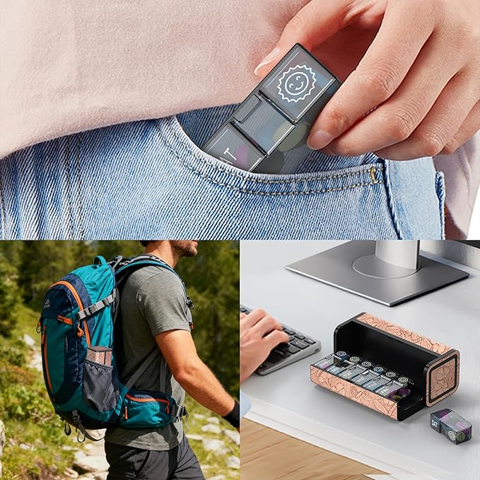 Pill Organizer 7 Day AM PM, Discreet 2 Times a Day Weekly Pill Box with Double Protection Shell, Large Capacity Portable Vitamin Case for Travel Meds & Medicine Organizer (Organge-Pink)