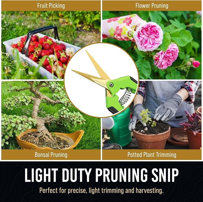 8.5" Professional Bypass Pruning Shears & Gardening Scissors Set - Super Sharp Premium Garden Shears | Pruning Shears For Gardening, Garden Hedge Clippers Handheld Pruners - Garden Scissors