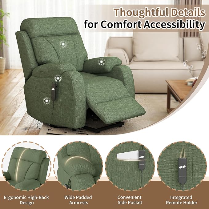 Power Lift Recliner Chair for Elderly with Remote Control - Heavy Duty 330 lbs Snowflake Velvet Fabric, Compact Electric Lift Chair for Seniors Small Spaces Living Room Bedroom