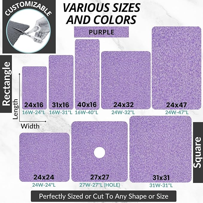 Non Slip Bathtub Mat Shower Mat for Tub - Loofah Bath Mats for Bathroom - 31x16 Bathtub Floor Mat - Textured Anti Slip Bath Mat Without Suction Cups - Secure Mat for Wet Areas (31x16 Purple)
