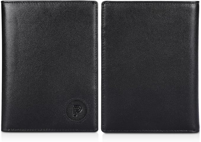 Polare Luxury RFID Blocking Leather Passport Holder Travel Wallet For Men and Women (Black/Brown with AirTag Slot)