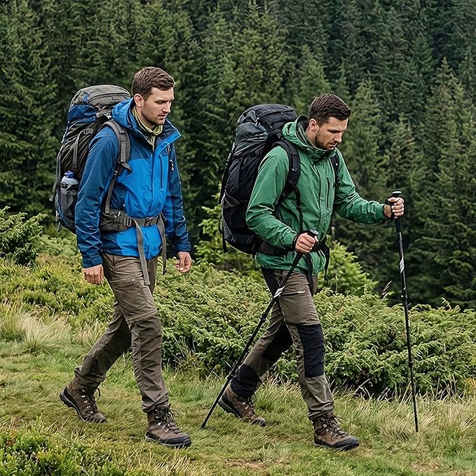 Trekking Poles for Hiking, Lightweight 7075 Aluminum Collapsible Walking Sticks with Cork Grips, Adjustable Height, Folding Hiking Poles for Men, Women & Seniors, Travel & Backpacking Gear