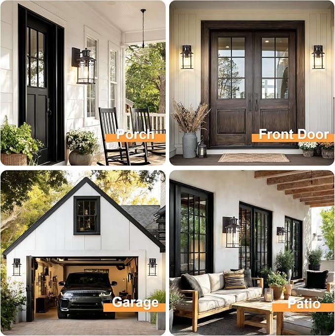 Motion Sensor Outdoor Wall Lights-Dusk to Dawn Porch Light,Brown Outdoor Lights Fixture,3 Lighting Modes Waterproof Anti-Rust Outdoor Lights for House Porch Garage (2 Pack