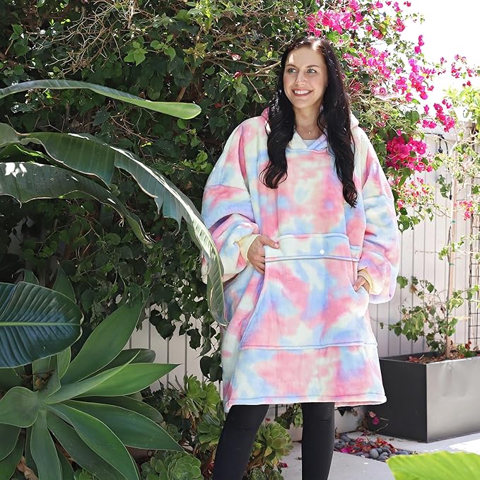 Catalonia Oversized Blanket Hoodie Sweatshirt, Wearable Sherpa Lounging Pullover for Adults Women Men