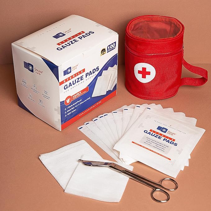100pc Large Sterile Gauze Pads 4x4 Sterile for Wounds Bulk - 12ply Woven Gauze Sponges 4x4 Sterile - USP IV Breathable Mesh 4x4 Gauze Pads Sterile for Enhanced Absorption - First Aid Medical