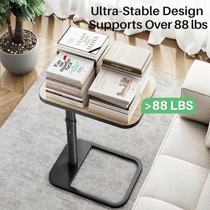 Kitstorack Upgraded TV Tray Table with Panel Lock, Adjustable Height & 90° Flip-Over Design, Sofa Arm End Side Table for Eating, Dinner, Snack, Laptop, Couch, Bed, Chair or Small Spaces, Gray