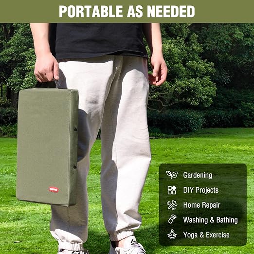 WORKPRO 17" Kneeling Pad with Removable Cover, Green | Soft NBR Foam Cushioning, Large Size, For Gardening, Daily Chores, Workout Supplies
