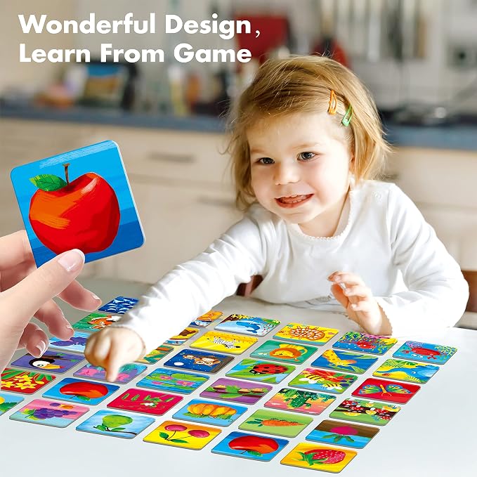 Hebayy Memory Matching Game, 72 PCS Nature Theme Matching Cards for Toddlers 36 Pairs Memory Cards for Preschool 4 5 6 Years Old