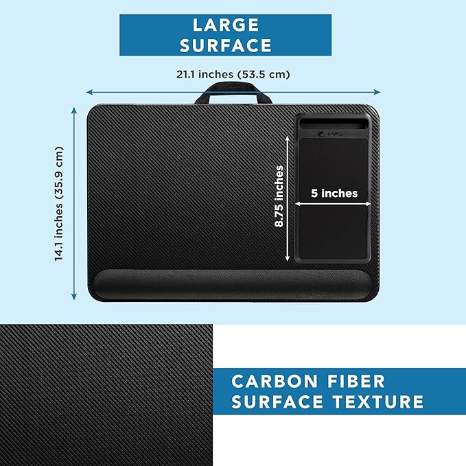 LAPGEAR Home Office Pro Lap Desk - Black Carbon, Fits 15.6” Laptops