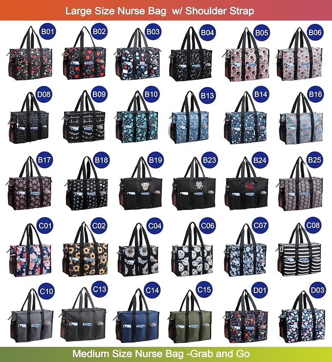 ABAMERICA Nurse Bags for Work Nursing Bag Multiple Pockets Waterproof Organizing Zip Top Clinical Bag for Nursing Students