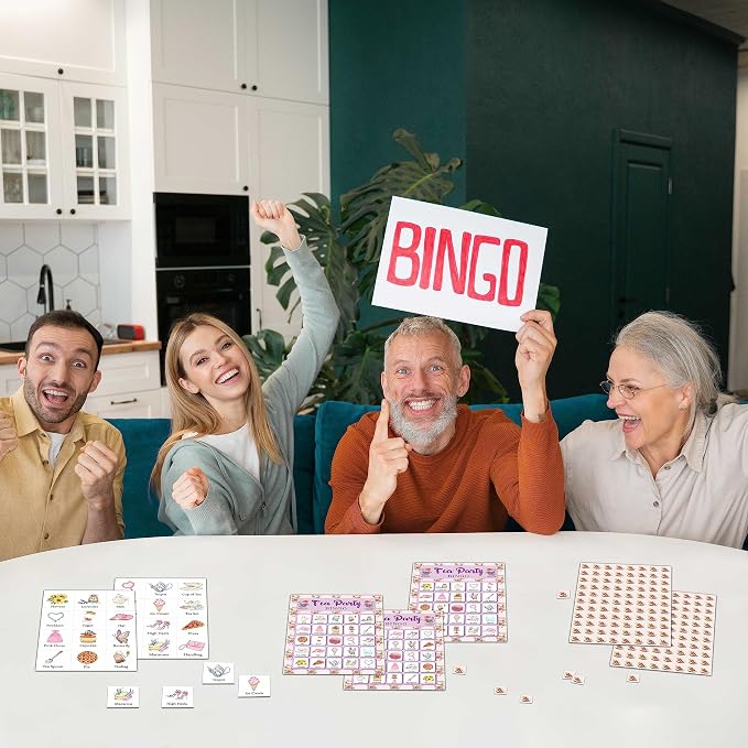 Garden Tea Party Bingo Game Card - 24 Players Bingo Games Set Indoor Outdoor Activities - Bridal Shower, Birthday, Tea Party Favors Supplies -A04