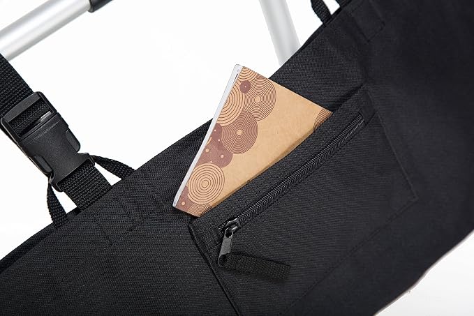 RMS Water Resistant Tote Bag for Walker, Rollator or Scooter (Black) | Walker Bag and Organizer, Carry a phone, wallet and personal items on a walker, rollator or scooter within easy reach
