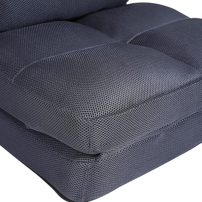 Indoor Chaise Lounge Sofa, Floor Chair with Back Support for Adults, 14 Angle Adjustment Recliner Chair, Folding Floor Lounger with Pillow 8823(Grey-2)