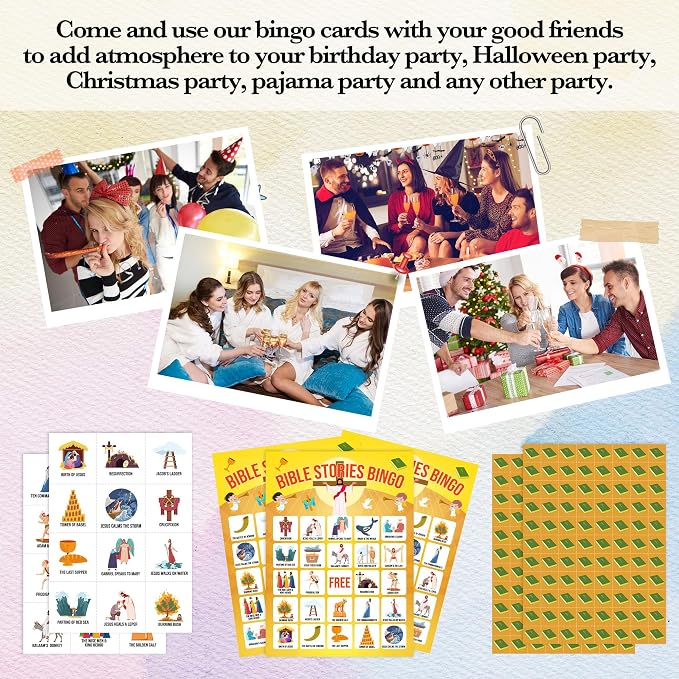 Bible Bingo Games, Bible Trivia Cards, Bible Activities, Jesus Religious Game Card, Family Open Day Supplies, Christian Games for Adults, Christmas Party Activities, 24 Bingo Sets, A010