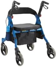 Platinum Health 600lb. Titus Extra-Wide Deluxe Bariatric Walker Rollator. Heavy-Duty Oval Tubing. High-Capacity Padded Seat/Backrest. Height Adjustable Angled Hand Grips. Foldable. (Red)