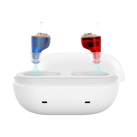 True Hearing Aids for Seniors Not Amplifier- Noise Cancelling, Rechargeable & Invisible with Magnetic Charging Box