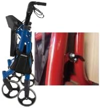 Platinum Health 600lb. Titus Extra-Wide Deluxe Bariatric Walker Rollator. Heavy-Duty Oval Tubing. High-Capacity Padded Seat/Backrest. Height Adjustable Angled Hand Grips. Foldable. (Red)