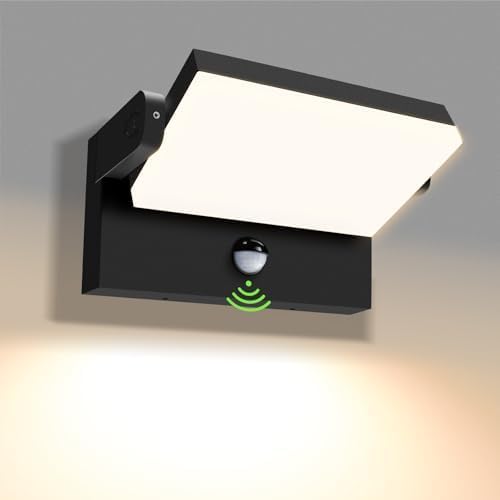 ALUSSO® 20W/40W/55W LED Outdoor Motion Sensor Wall Light, 3000K/4000K/6500K Aluminum Exterior Lighting Fixtures, 360° Rotatable Wall Pack Lights, IP65 Waterproof Sconce for Porch Patio Garage, Black