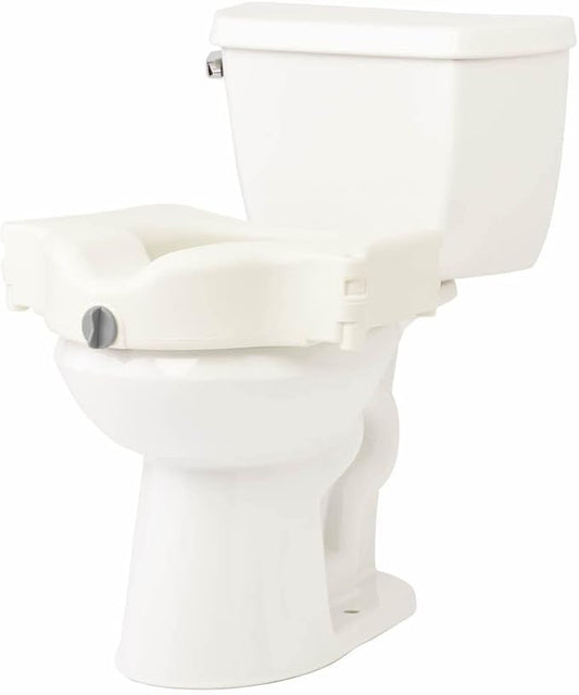 Medline Bariatric Raised Toilet Seat, Locking, 3.5 Inch, 600 lb Weight Capacity, Retail Packaging - Comfortable & Secure Solution for Heavy Individuals