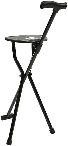 Folding Walking Cane with Seat, Multi-Functional Three Legged Stool, Supports 250 Pounds, Lightweight Anti-Slip Design for Seniors and Elderly