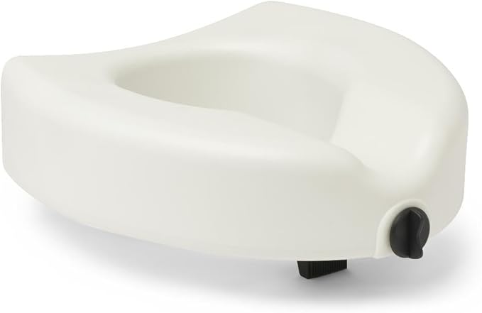 Medline 5" Elevated Toilet Seat Riser W/Microban Antimicrobial Protection for Seniors, Adults & Handicapped – 400 Lbs. Capacity, White
