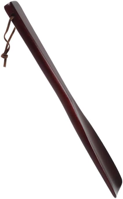 Wooden Shoe Horn Lifter 15.75 Inch Long Handle Ergonomic Shoe Helper for Men Women Seniors Home Office