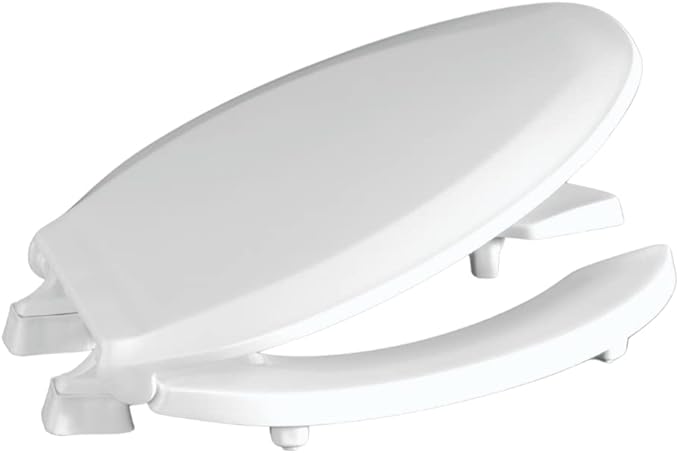 Centoco 2 inch Raised Toilet Seat for Seniors, Elongated, Open Front, White | Open Front with Cover, Plastic, Made in the USA, HL820STS-001