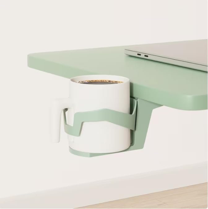 FLEXISPOT H7 28" Pneumatic Height-Adjustable Overbed Table with Wheels | C-shaped bedside table TV Tray,Medical End Side Table,Laptop desk for sofa and home office use,27.6"W x 15.7"D,Mint Green