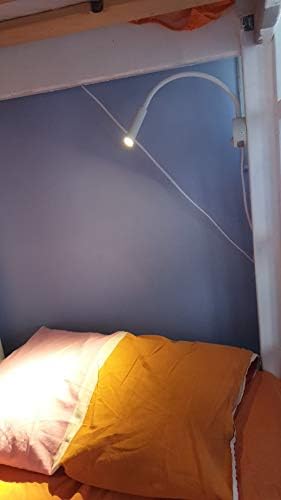 White Reading Lamps LED Wall Mounted Study Reading Light for Bed Headboard Gooseneck US Plug Corded-Electric Sconce Lamp Spot LED AC85-265V (6000K White)