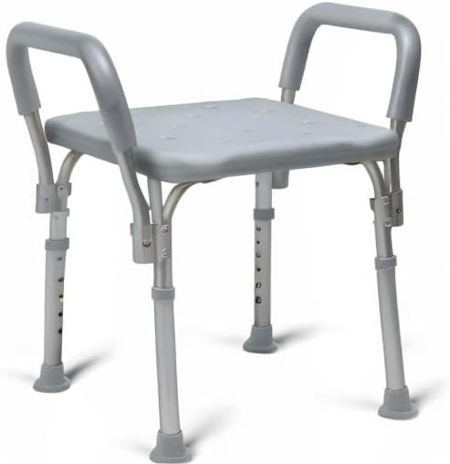 Medline Backless Shower Chair with Arms - 350 lb. capacity, Bench, Stool, Seat for Elderly, Seniors Independent Adult and Disabled Adults