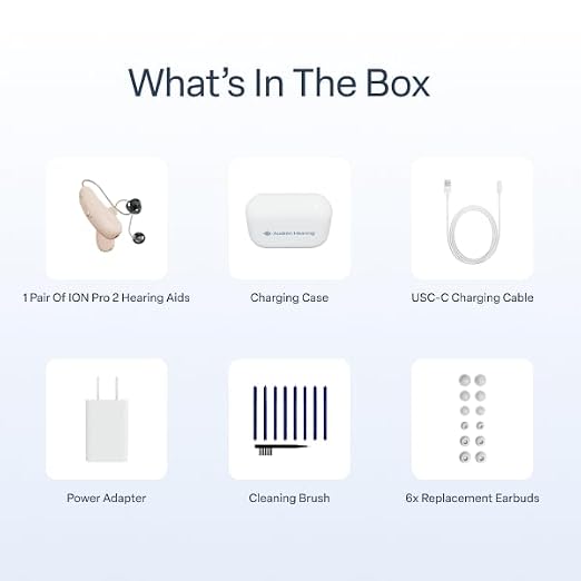 Audien ION Pro 2 Hearing Aids for Seniors & Adults | Advanced OTC, Bluetooth & App, Sound Check Included, FDA-Registered, Personalized Profiles, Halo Design