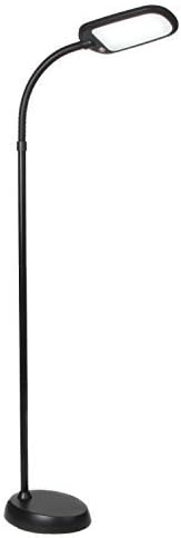 Brightech Litespan Slim LED Floor Reading Lamp - Tall with Adjustable Gooseneck, Dimmable for Living Rooms, Offices & Bedrooms - Black