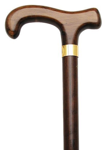 Men Extra Wide Ergonomic Derby Cane Walnut -Affordable Gift! Item #HAR-9769207