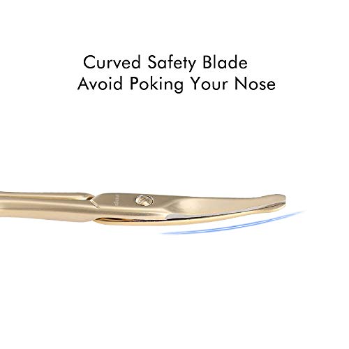 LIVINGO Small Nose Hair Scissors Curved Blade Rounded Tip Gold | Stainless Steel Construction, Safe Blunt Tip, Precision Trimming for Eyebrow Cuticle Facial Hair Care