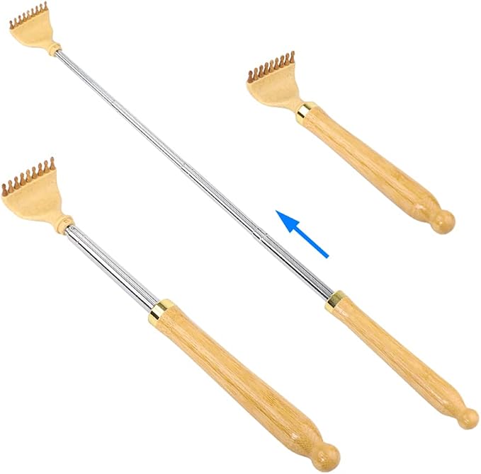 HEYSONG Bamboo Back Scratcher for Easy to Reach Itch Point Self-Therapeutic Telescoping Office Daily Body Scratcher IF0006