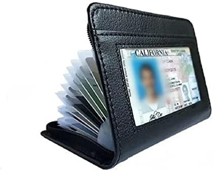 Men's Zipper Wallet 36 Slots RFID Blocking Card Holder | Slim Leather Wallet, ID Window, Anti-Theft Lock, Credit Card Organizer for Women & Men, Travel Small Wallet